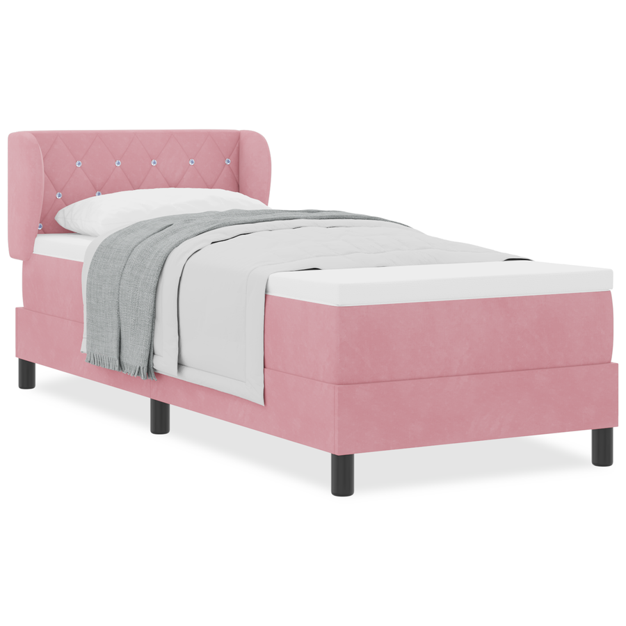 Boxspringbed met matras fluweel roze 80x200 cm
