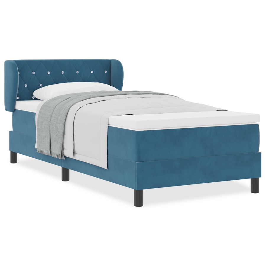 Boxspringbed met matras fluweel donkerblauw 90x190 cm