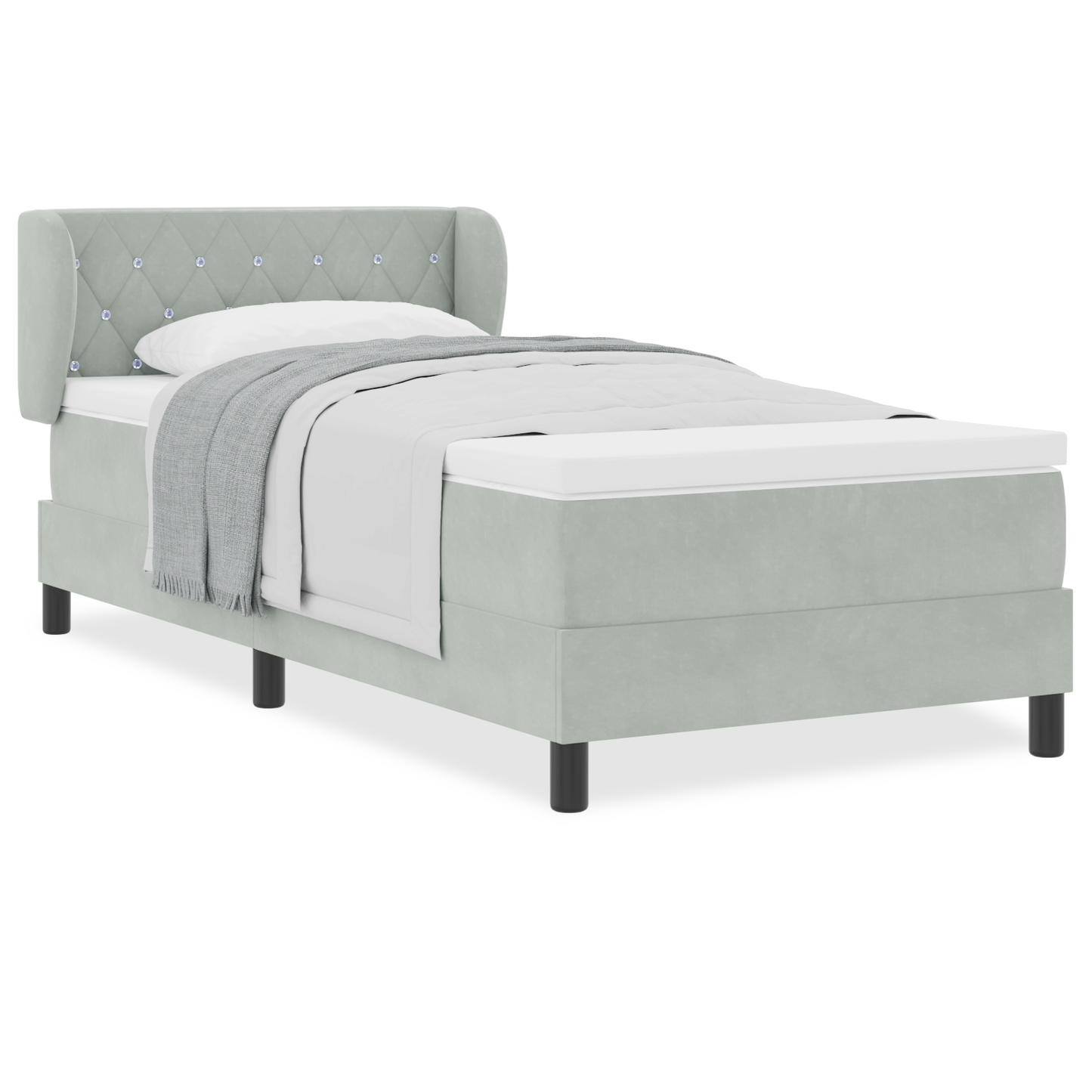 Boxspringbed met matras fluweel lichtgrijs 90x200 cm