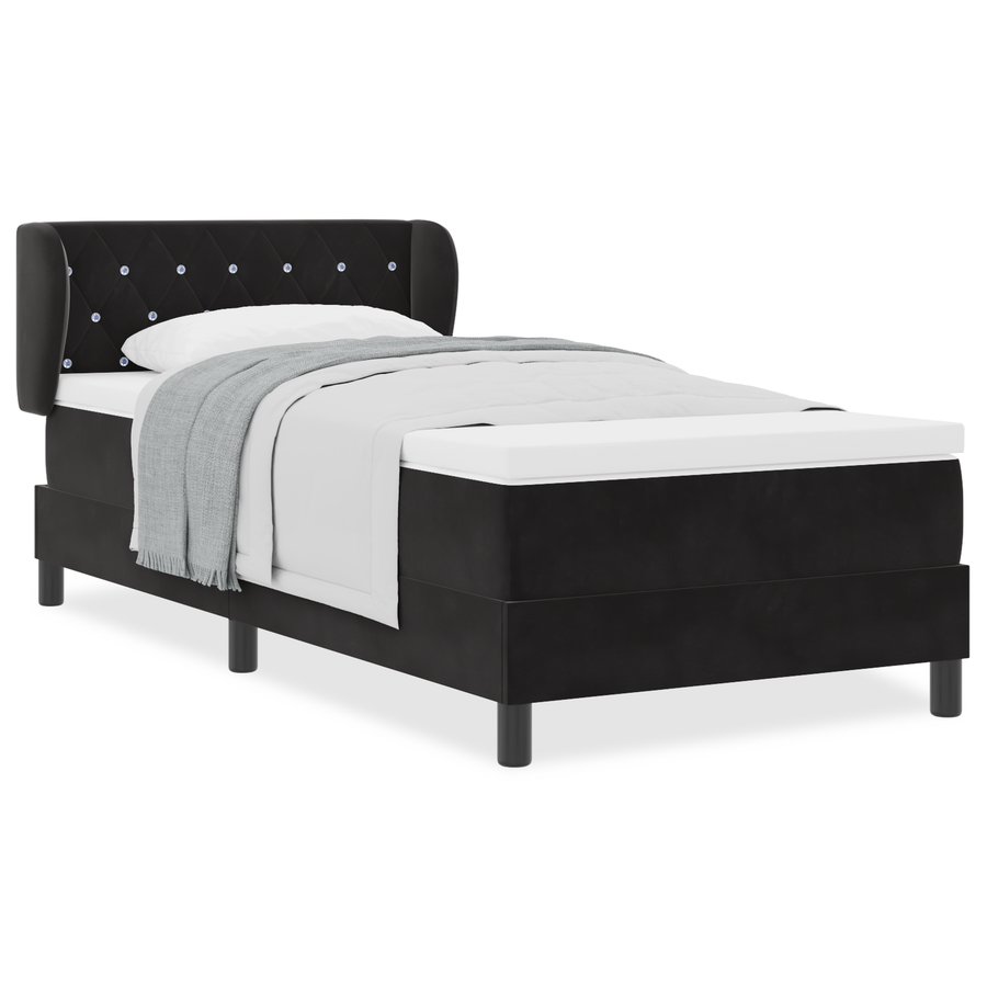 Boxspringbed met matras fluweel zwart 90x200 cm