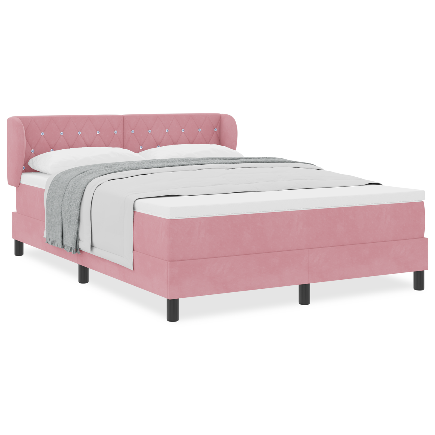 Boxspringbed met matras fluweel roze 140x190 cm