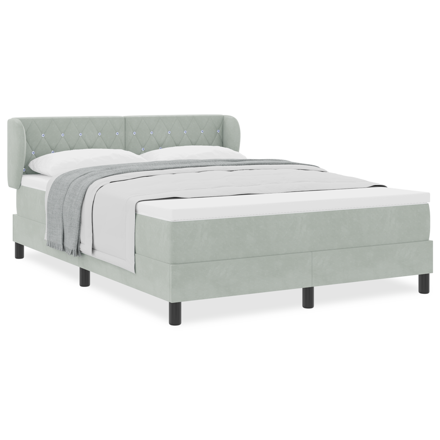 Boxspringbed met matras fluweel lichtgrijs 140x200 cm