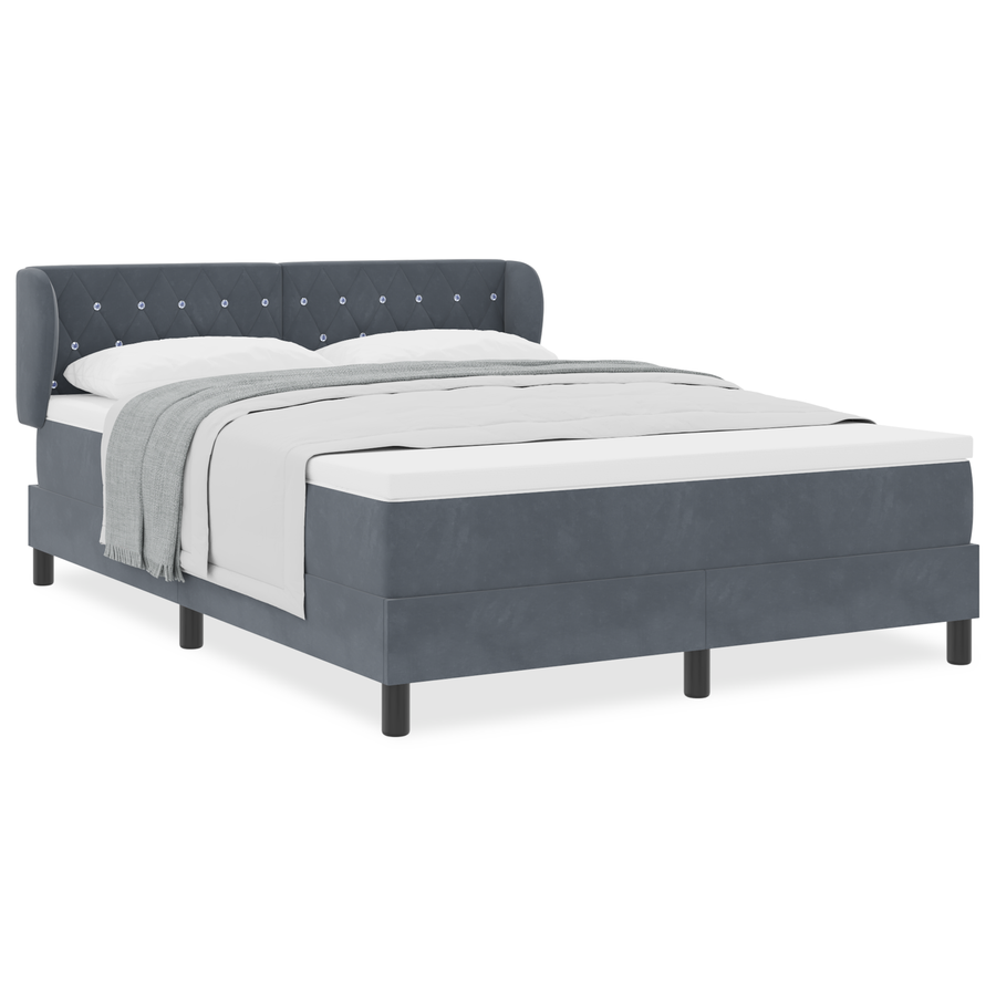 Boxspringbed met matras fluweel donkergrijs 140x200 cm