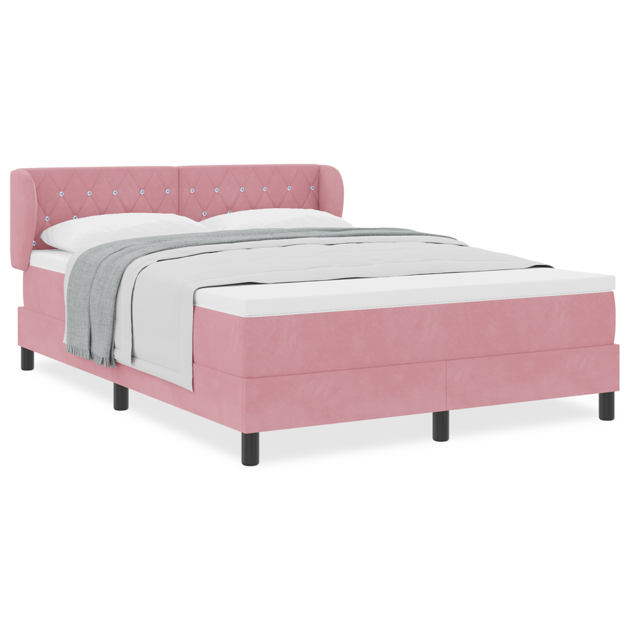 Boxspringbed met matras fluweel roze 140x200 cm