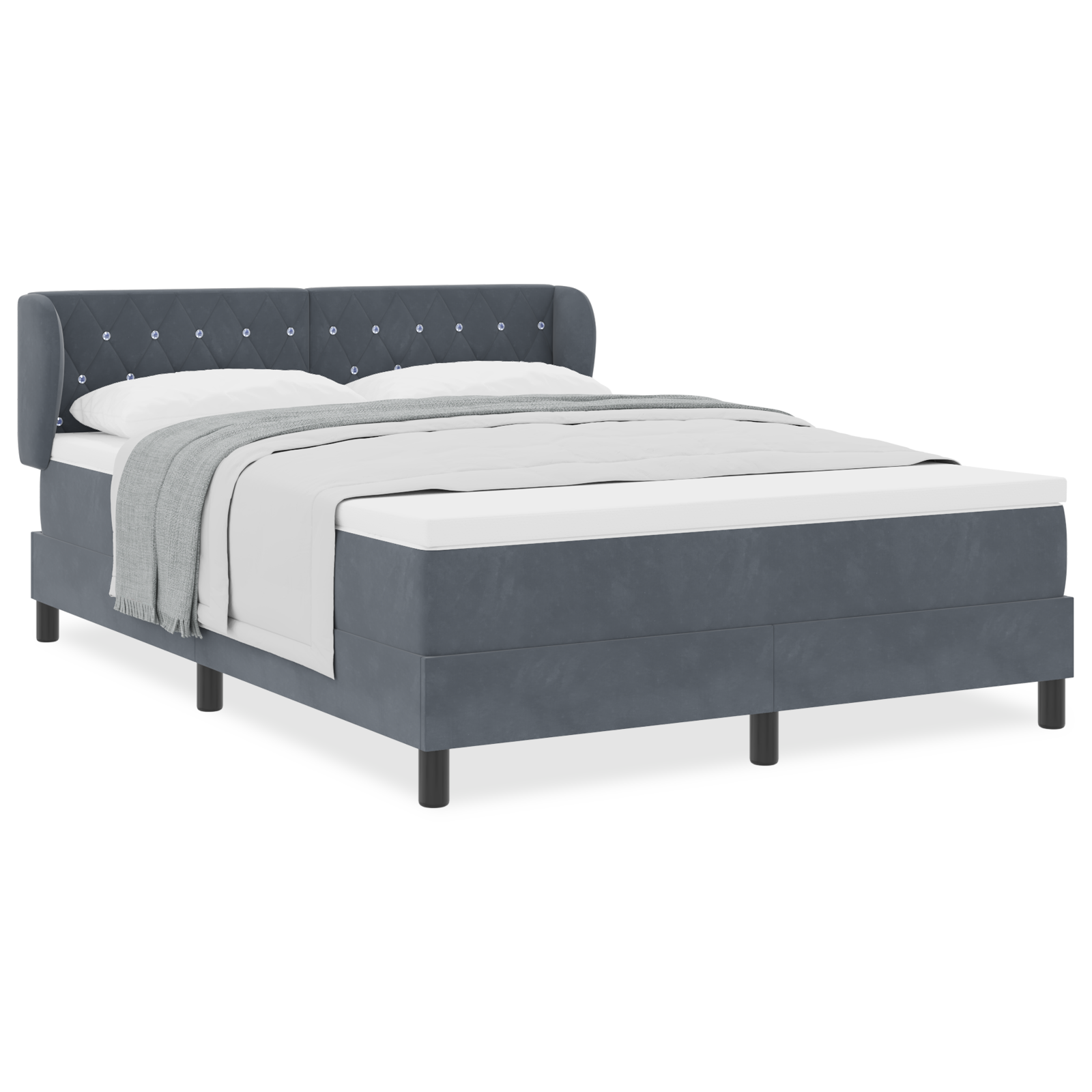 Boxspringbed met matras fluweel donkergrijs 160x200 cm