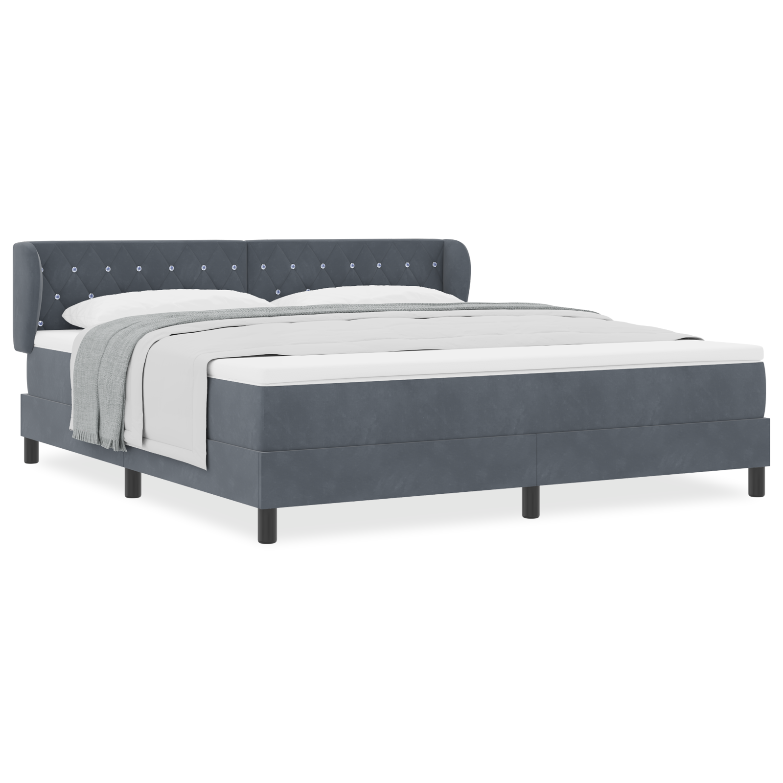 Boxspringbed met matras fluweel donkergrijs 180x200 cm