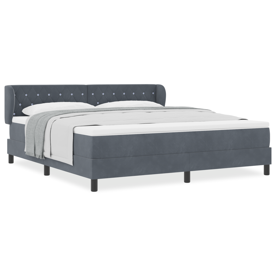 Boxspringbed met matras fluweel donkergrijs 180x200 cm