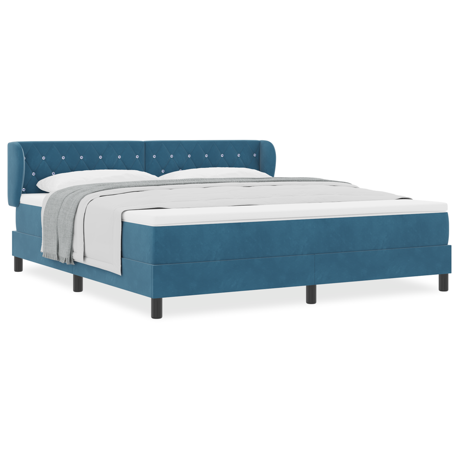Boxspringbed met matras fluweel donkerblauw 180x200 cm