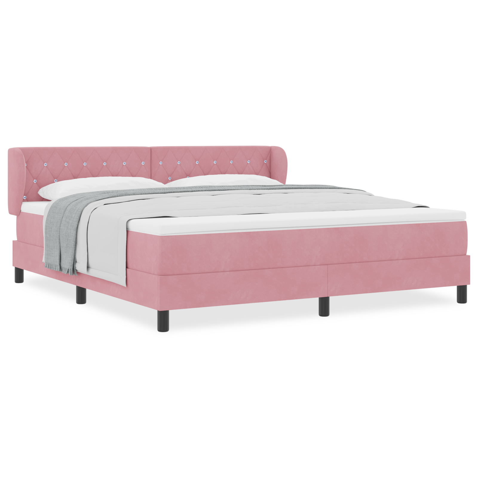 Box Spring Bed met Matras Roze 180x200 cm Fluweel