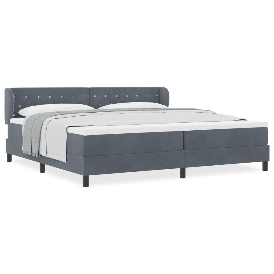 Boxspringbed met matras fluweel donkergrijs 200x200 cm