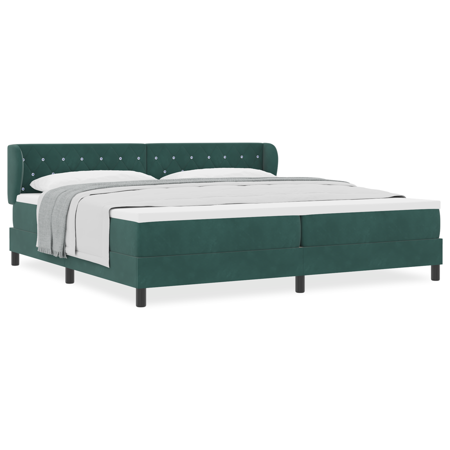 Boxspringbed met matras fluweeldonkergroen 200x200 cm