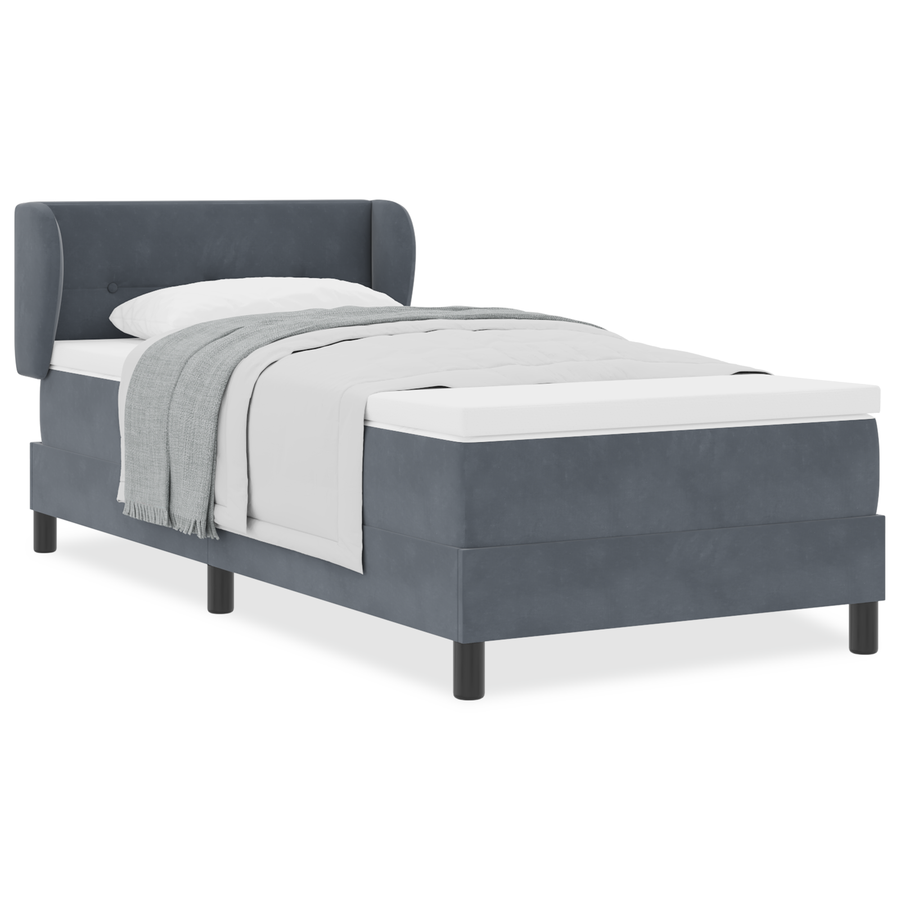 Boxspringbed met matras fluweel donkergrijs 100x200 cm