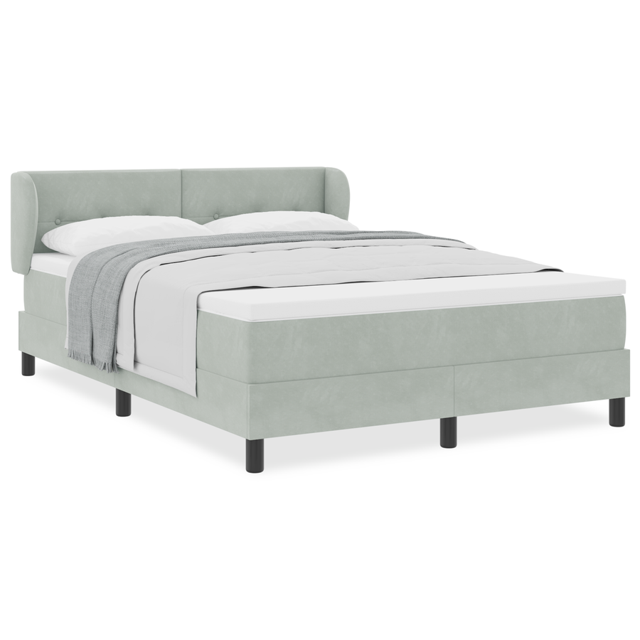 Boxspringbed met matras fluweel lichtgrijs 140x190 cm