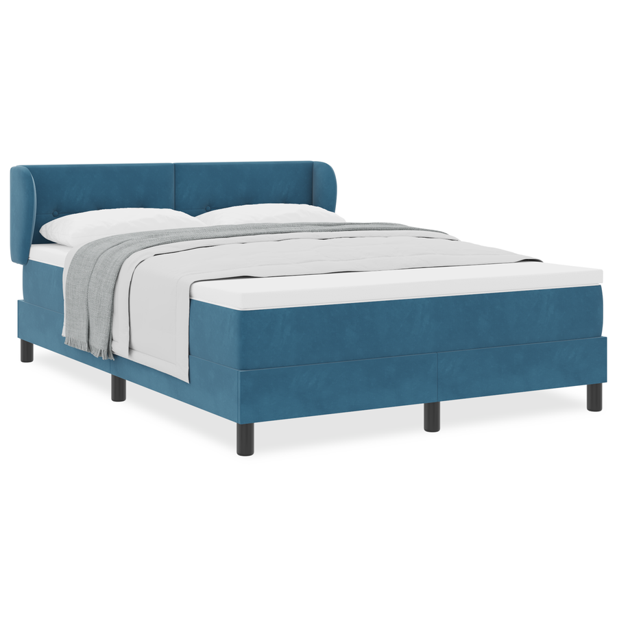 Boxspringbed met matras fluweel donkerblauw 140x190 cm
