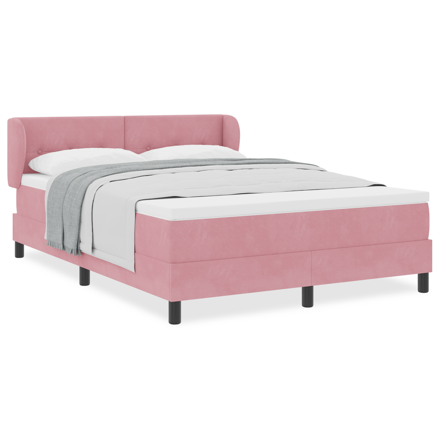 Boxspringbed met matras fluweel roze 140x190 cm