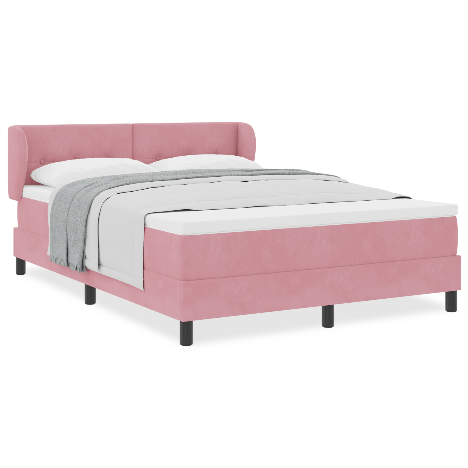 Boxspringbed met matras fluweel roze 140x200 cm