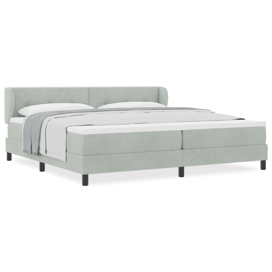 Boxspring Bed Met Matras Lichtgrijs 200x200 cm Fluweel