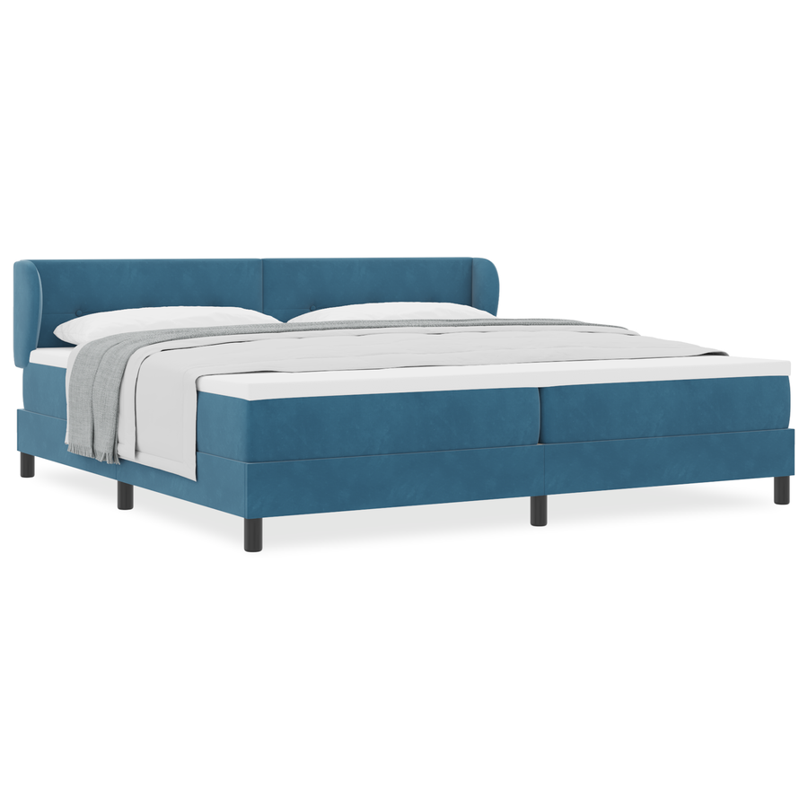 Boxspringbed met matras fluweel donkerblauw 200x200 cm