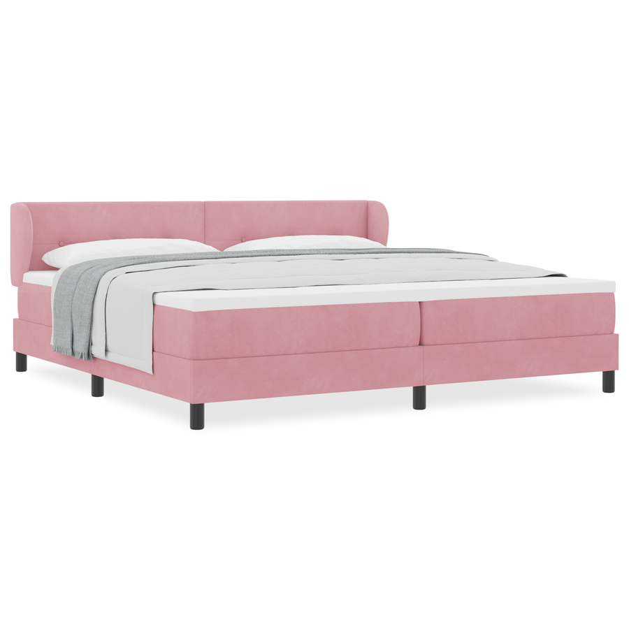 Boxspringbed met matras fluweel roze 200x200 cm