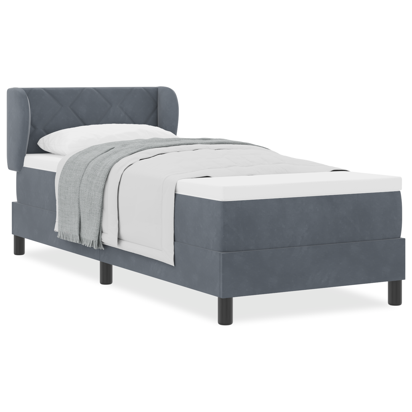 Boxspringbed met matras fluweel donkergrijs 80x200 cm