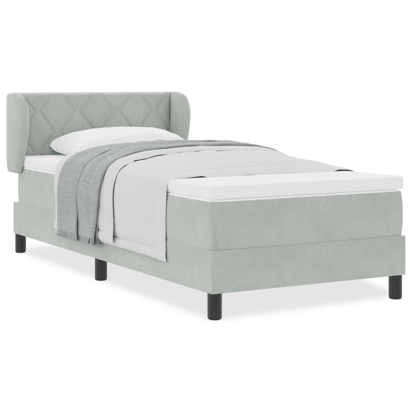 Boxspringbed met matras fluweel lichtgrijs 90x190 cm