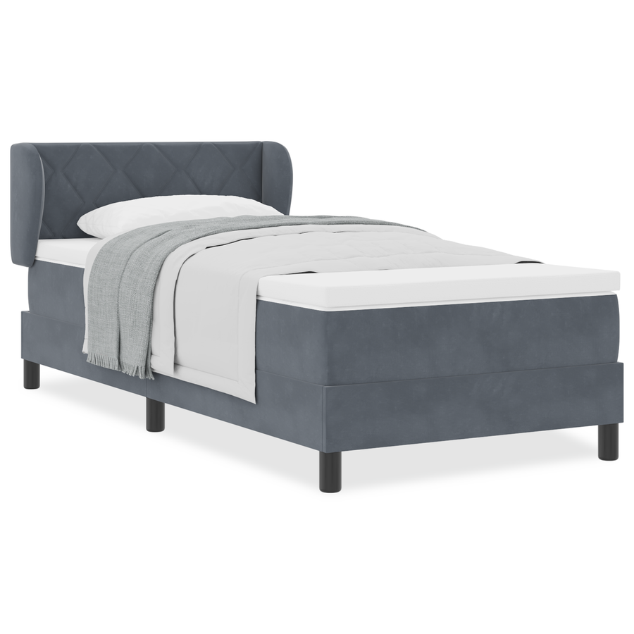 Boxspringbed met Matras Donkergrijs 100x200 cm Fluweel
