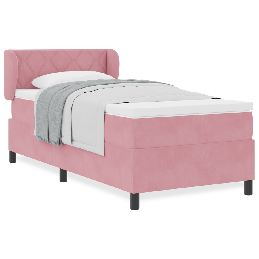 Boxspringbed met matras fluweel roze 100x200 cm