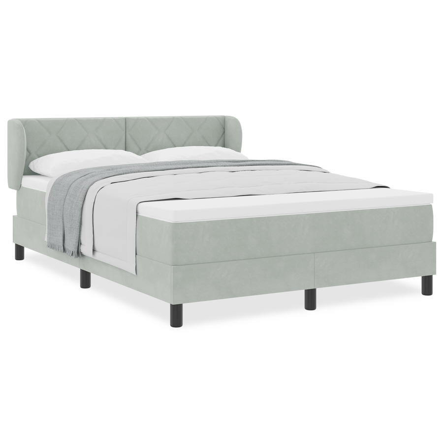 Boxspringbed met matras fluweel lichtgrijs 140x200 cm