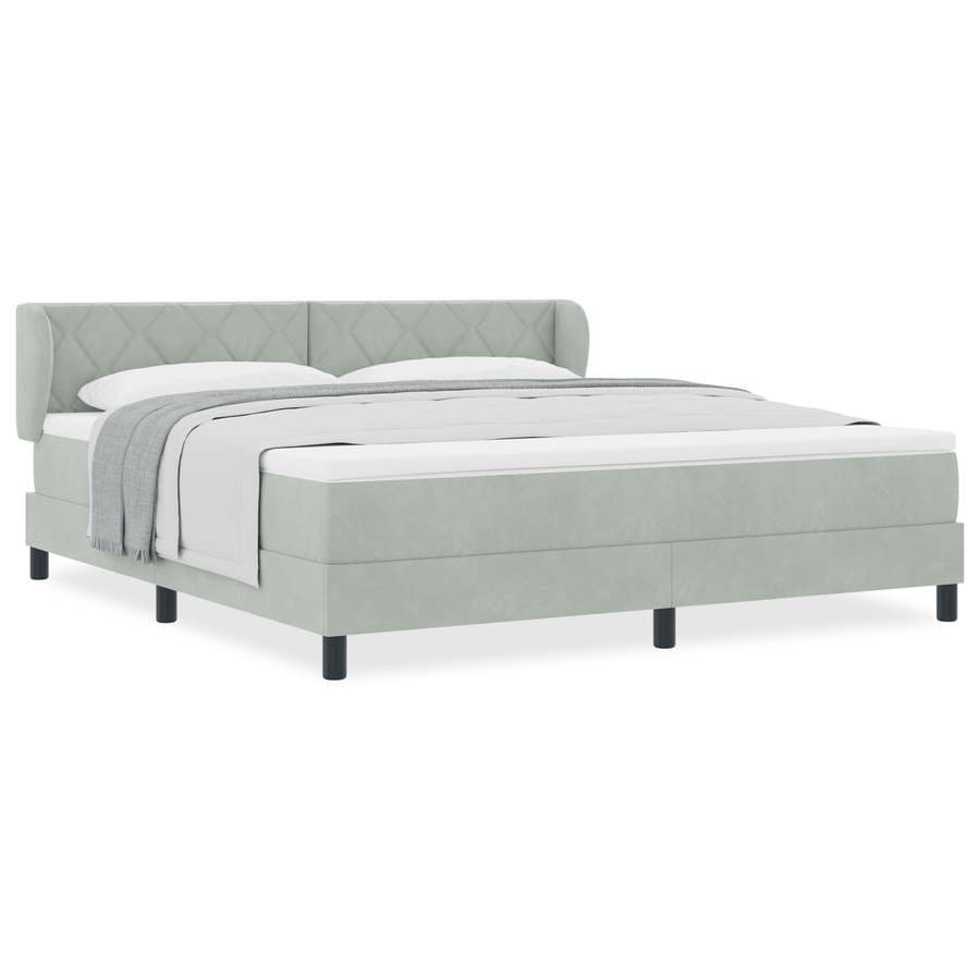Boxspringbed met matras fluweel lichtgrijs 180x200 cm