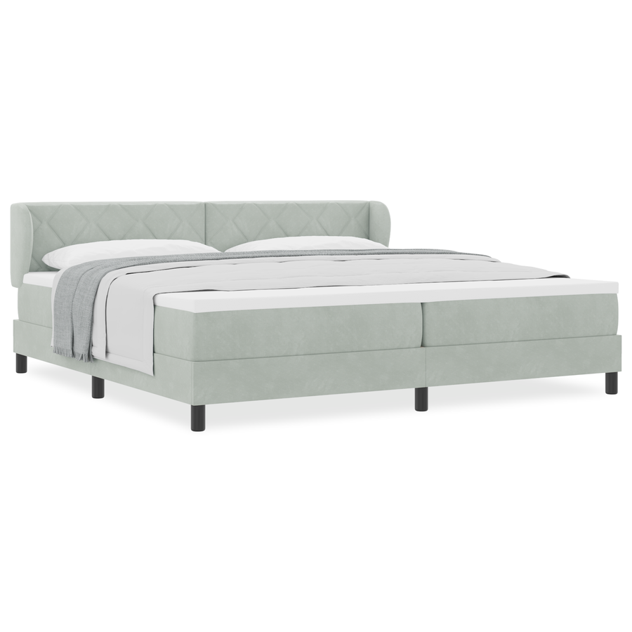 Boxspringbed met matras fluweel lichtgrijs 200x200 cm