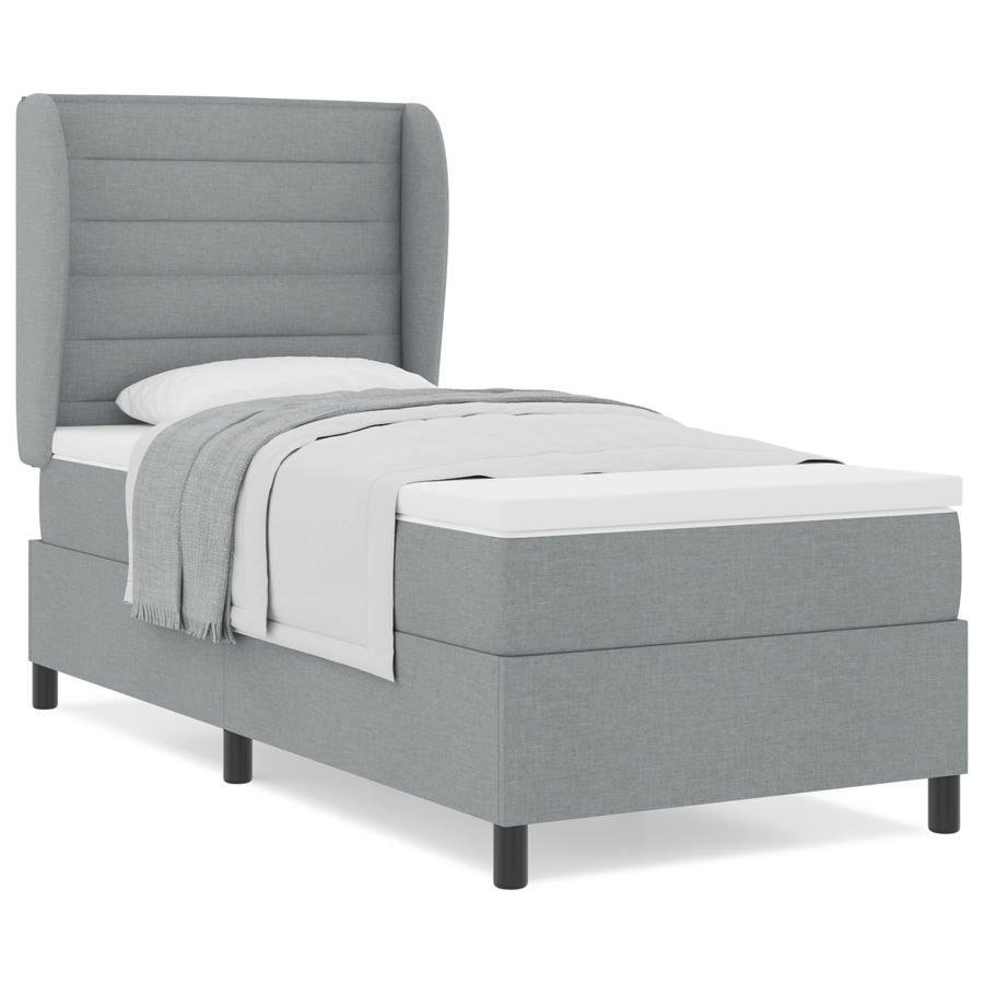 Boxspringbed met matras stof lichtgrijs 80x200 cm
