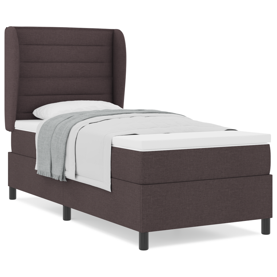 Boxspringbed met matras stof donkerbruin 90x190 cm