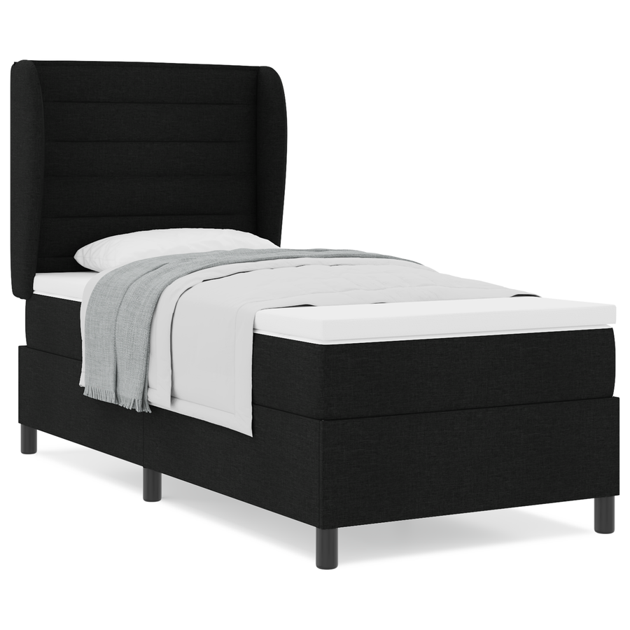 Boxspringbed met matras stof zwart 90x200 cm