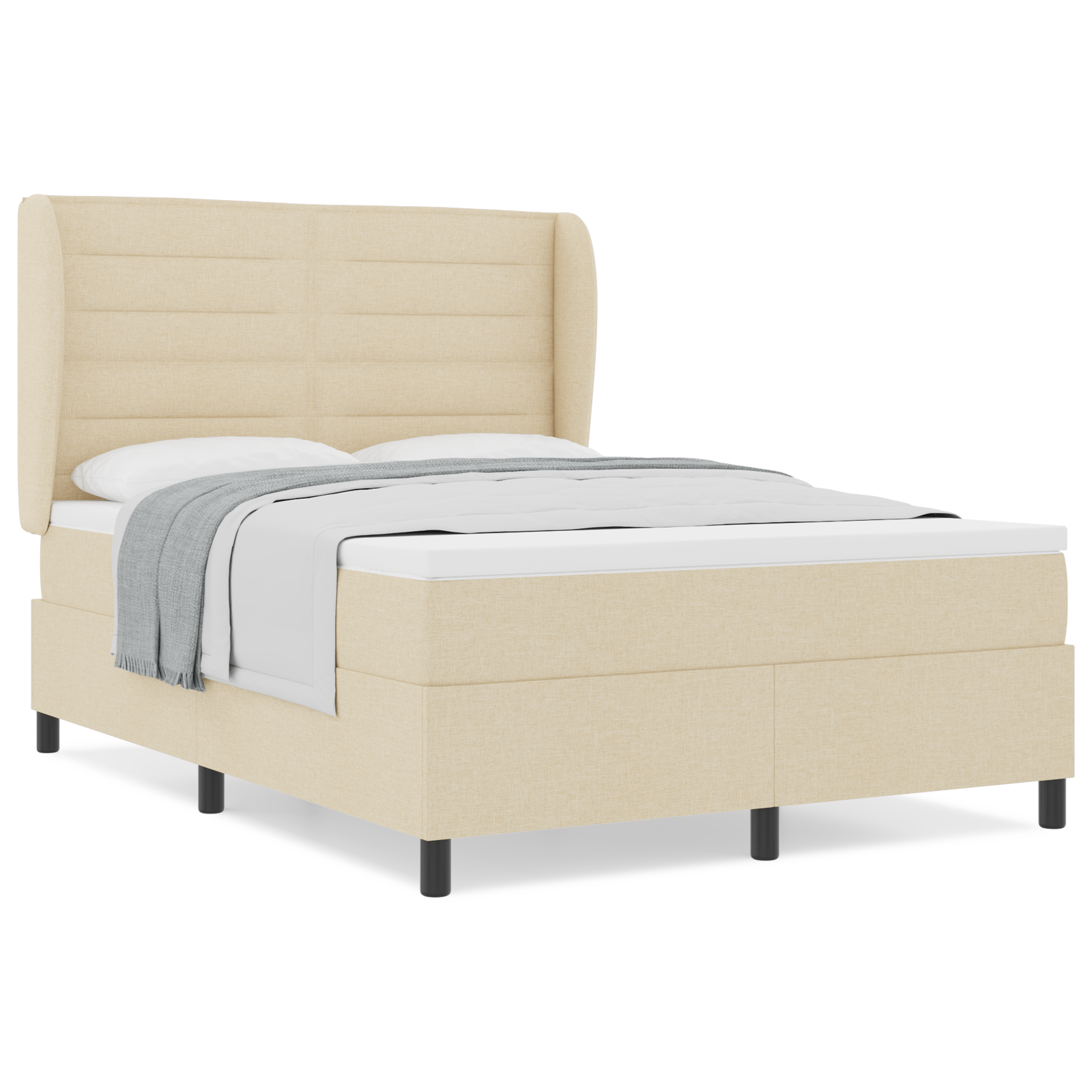 Boxspringbed met matras stof crèmekleurig 140x190 cm