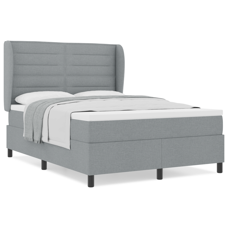 Boxspringbed met matras stof lichtgrijs 140x200 cm
