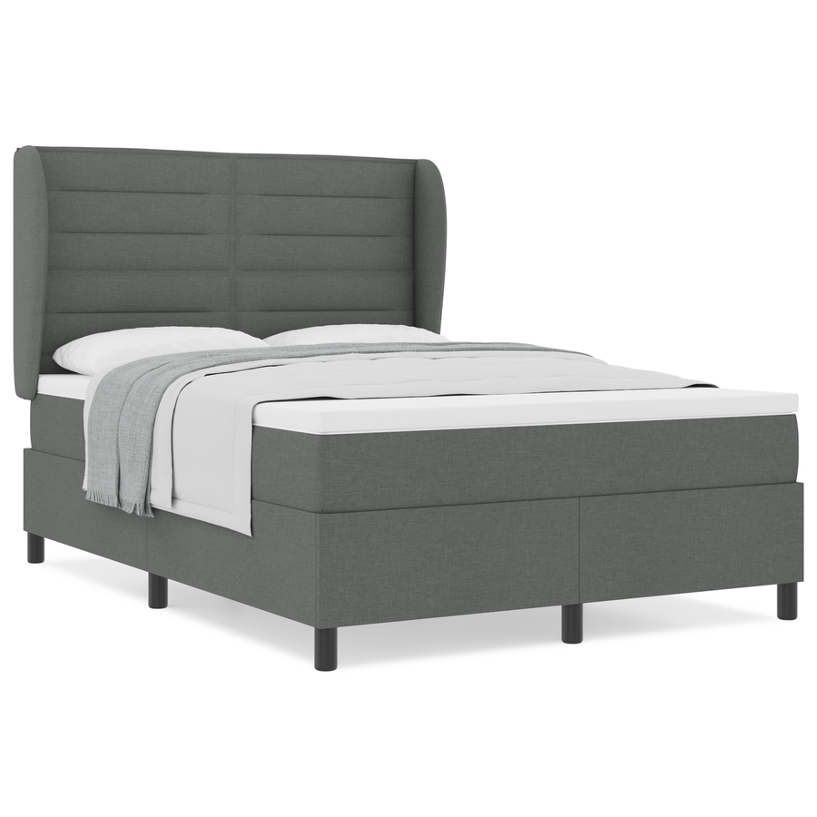 Boxspringbed met matras stof donkergrijs 160x200 cm