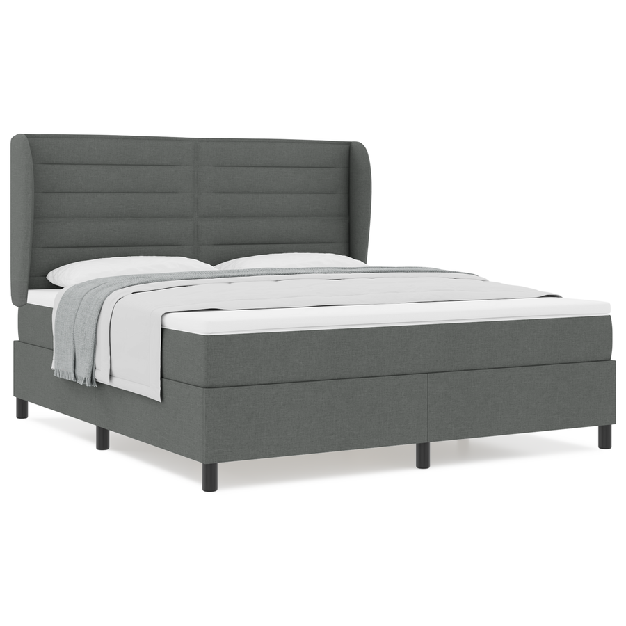 Boxspringbed met matras stof donkergrijs 180x200 cm