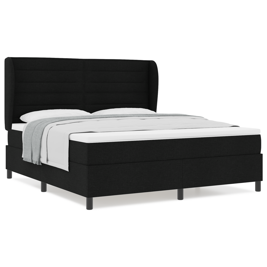 Boxspringbed met matras stof zwart 180x200 cm