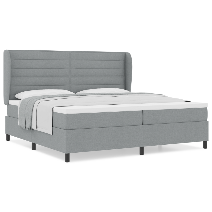 Boxspringbed met matras stof lichtgrijs 200x200 cm