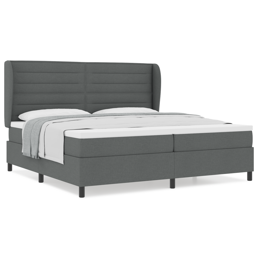 Boxspringbed met Matras Donkergrijs 200x200 cm Stof