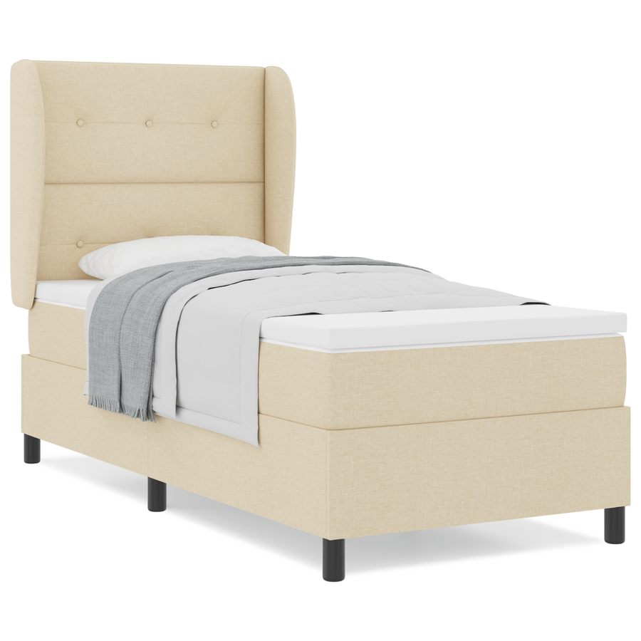 Boxspringbed met matras stof crèmekleurig 90x190 cm