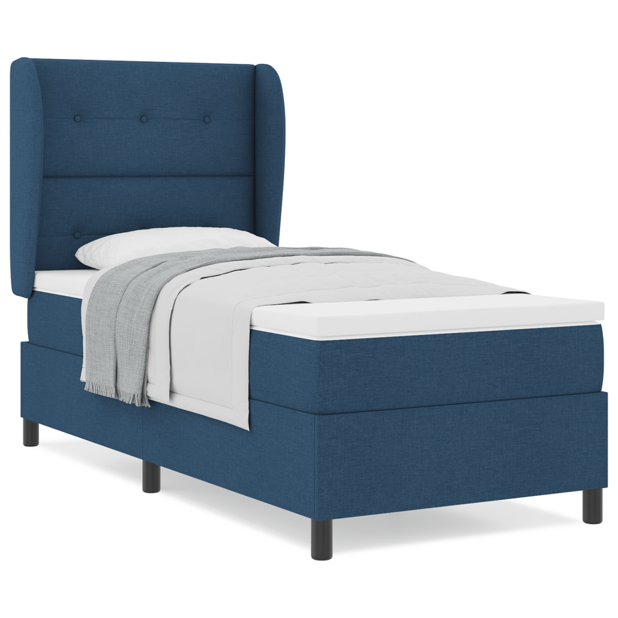 Boxspringbed met matras stof blauw 90x190 cm