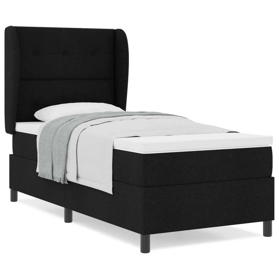 Boxspringbed met matras stof zwart 90x200 cm