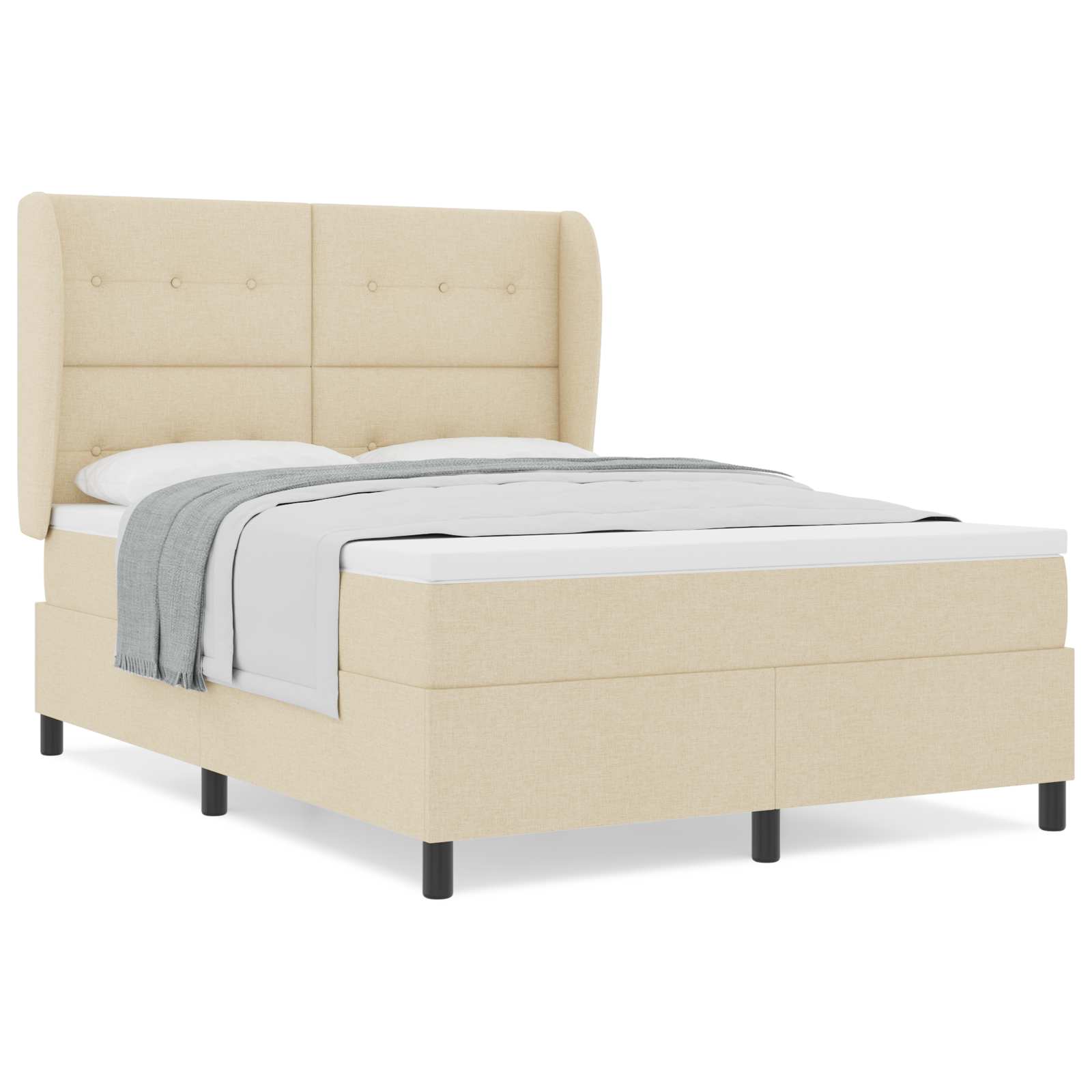 Boxspringbed met matras stof crèmekleurig 140x190 cm