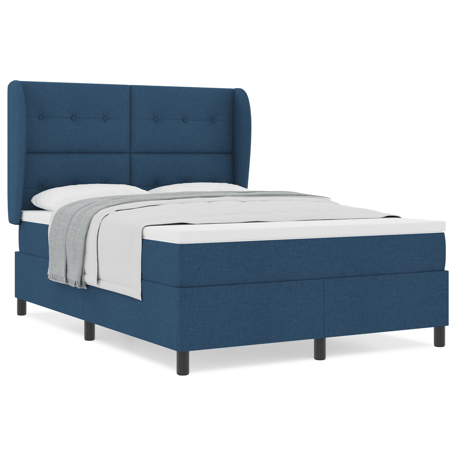 Boxspringbed met matras stof blauw 140x190 cm