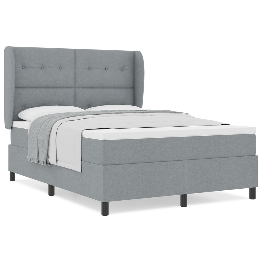 Boxspringbed met matras stof lichtgrijs 140x200 cm
