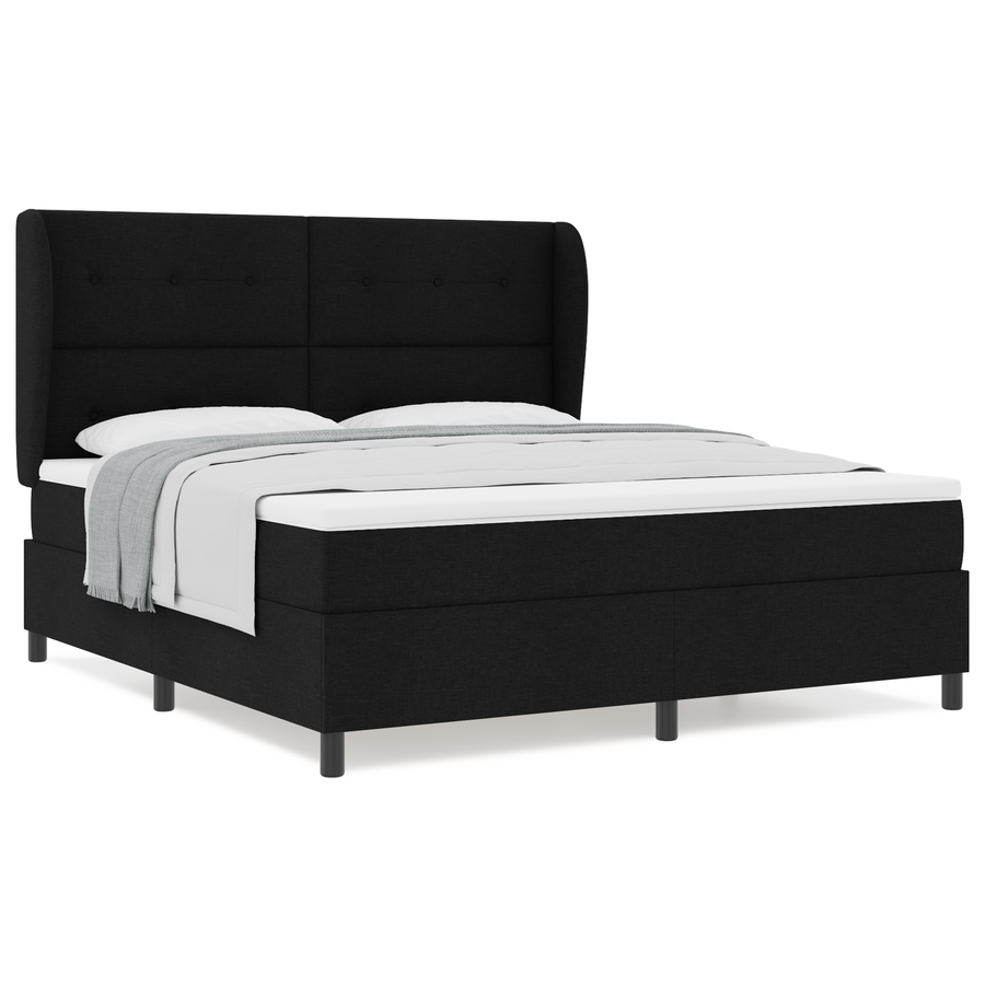 Boxspringbed met matras stof zwart 180x200 cm