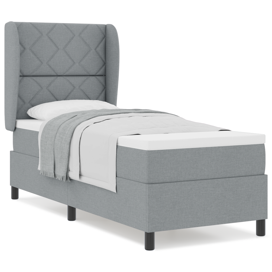 Boxspringbed met matras stof lichtgrijs 80x200 cm