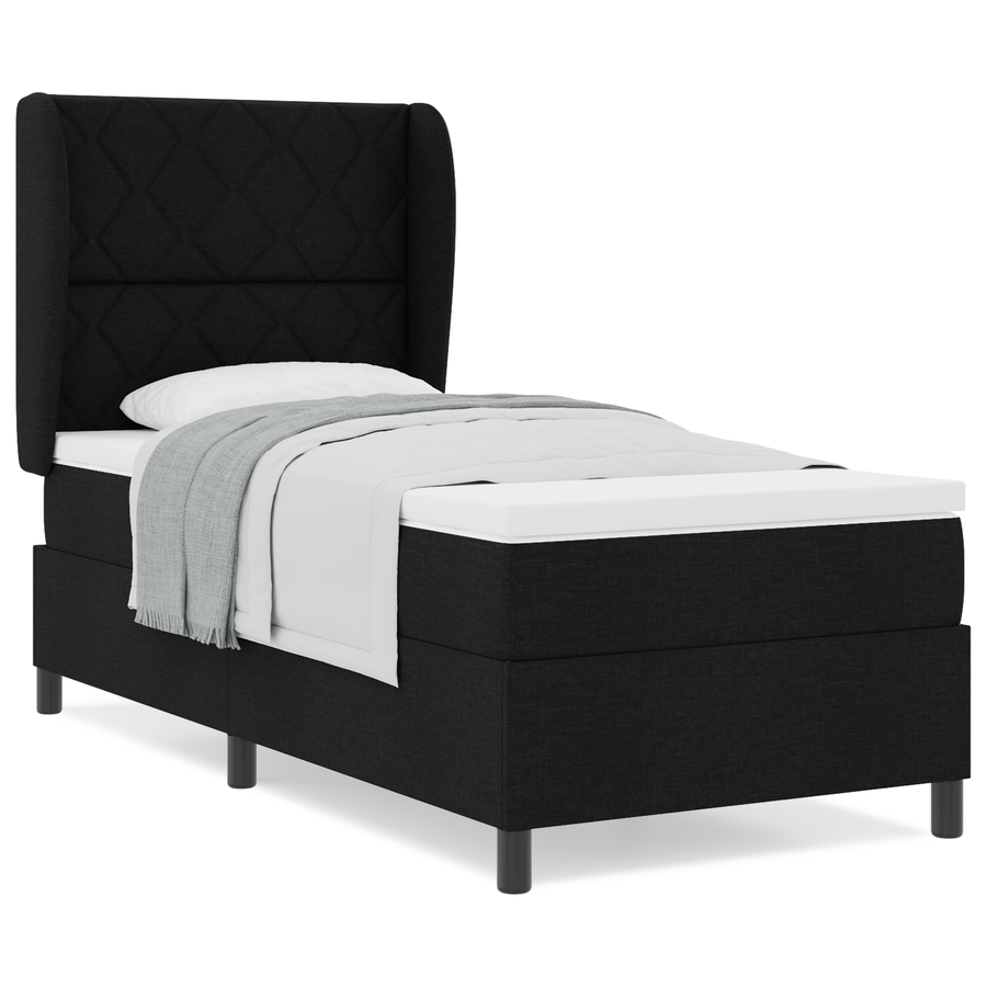 Boxspringbed met matras stof zwart 100x200 cm