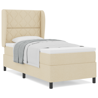 Boxspringbed met matras stof crèmekleurig 100x200 cm